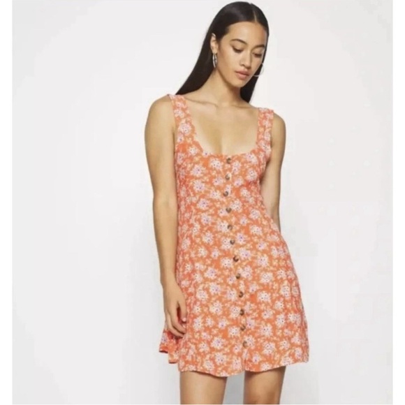 American Eagle Outfitters Dresses & Skirts - American Eagle Womens Orange Floral Skater Style Mini Dress. Size XL